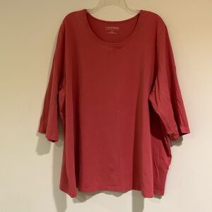 Catherines Suprema Collection 3/4 Length Sleeve Coral T Shirt, Size 26/28